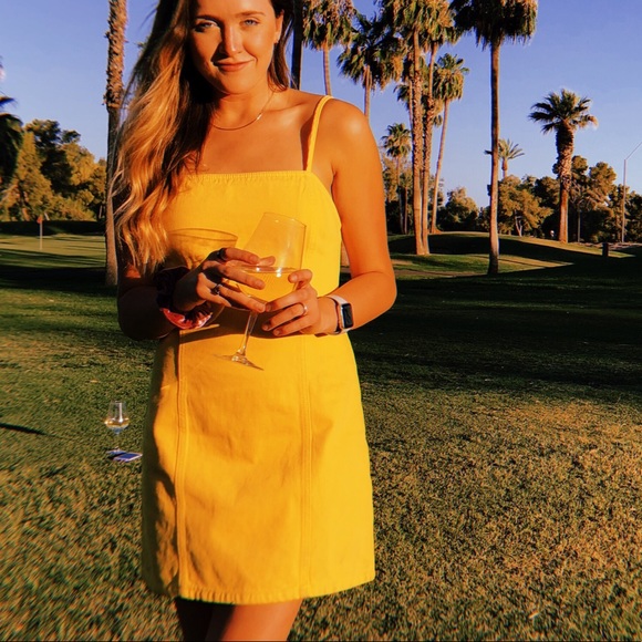 yellow jean dress